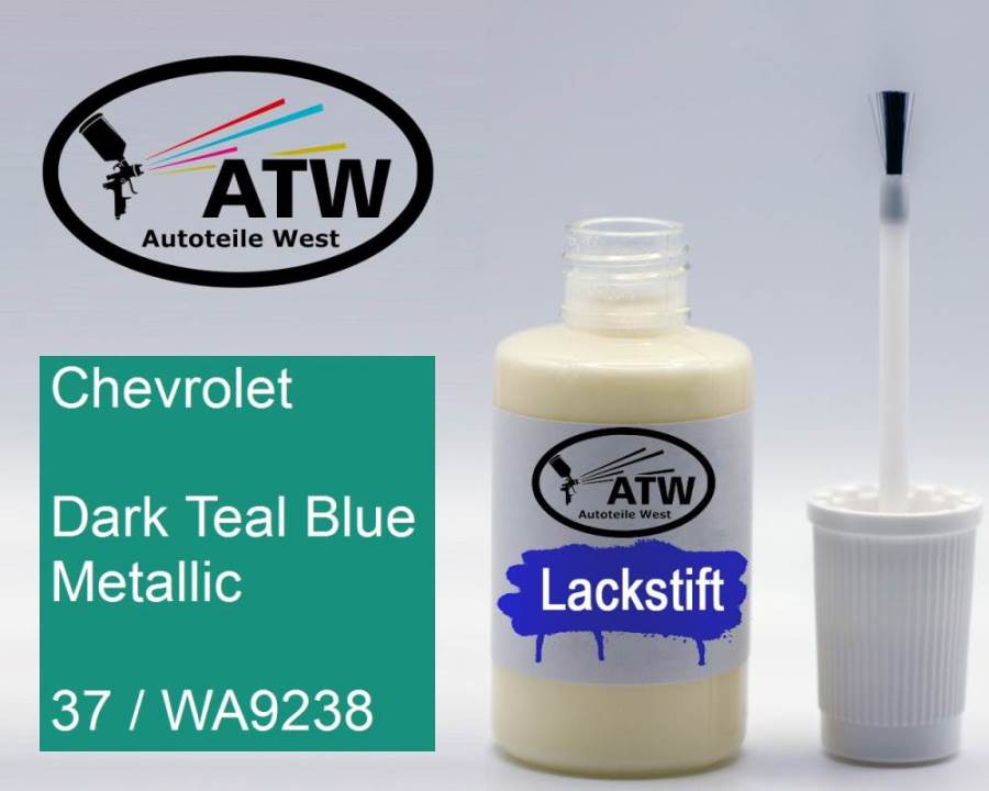 Chevrolet, Dark Teal Blue Metallic, 37 / WA9238: 20ml Lackstift, von ATW Autoteile West.